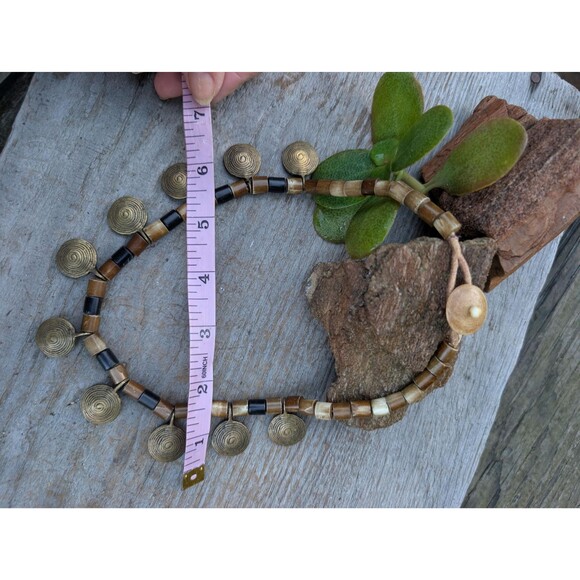 Vintage Brass Tribal Necklace: Beaded Ethnic Necklace - Picture 10 of 11